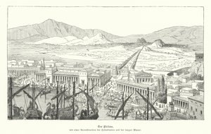 Havnen i Pireus, antikkens Hellas (gravering) av German School