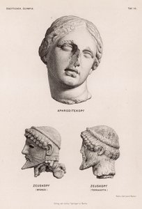 Hoder av Afrodite og Zevs fra Olympia, Hellas (gravering) av German School