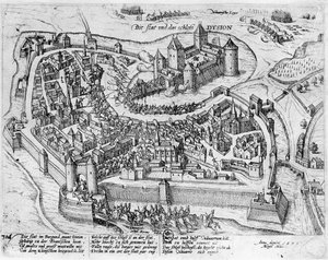 Henri IV (1553-1610) på vei inn i Dijon, etter hans seier ved Fontaine-Francaise over spansk, 5. juni 1595 av German School
