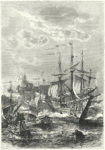 Henry VIII og den engelske flåten lander ved Calais av German School