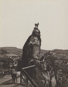 Deer Leap (litho) av German School