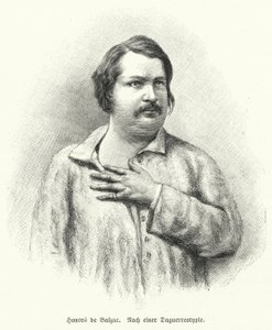 Honore de Balzac , fransk romanforfatter og dramatiker (litho) av German School