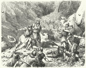 Fiendtlig mottakelse for fønikerne ved Tarsus (gravering) av German School