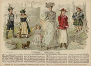 Illustrasjon for Illustrirte Frauen-Zeitung (farge litho) av German School