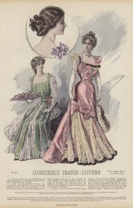 Illustrasjon for Illustrirte Frauen-Zeitung (farge litho) av German School