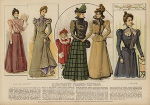 Illustrasjon for Illustrirte Frauen-Zeitung (farge litho) av German School