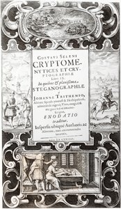 Illustrasjon fra bok 9 av Cryptomenysis and Cryptography av Gustavus Selenus (Augustus, hertug av Brunswick), 1624 av German School