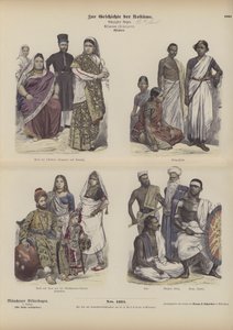 Indisk og asiatisk kjole (farget gravering) av German School