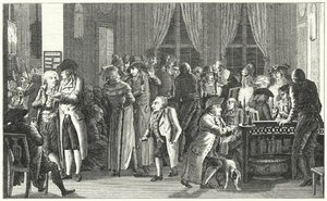 Interiør i Richters kaffehus i Leipzig, c1800 (gravering) av German School