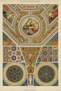 Italiensk renessanse, takmaleri (litho-farge) av German School