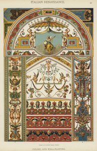 Italiensk renessanse, tak og veggmaling (farge litho) av German School