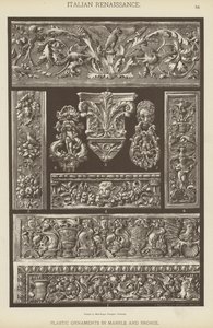 Italiensk renessanse, plastdekor i marmor og bronse (farge litho) av German School
