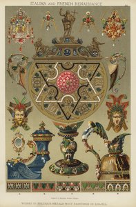 Italiensk og fransk renessanse, arbeider i edle metaller Witt malerier i emalje (farge litho) av German School