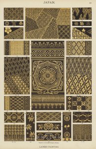 Japan, Lacker-maleri (farge litho) av German School