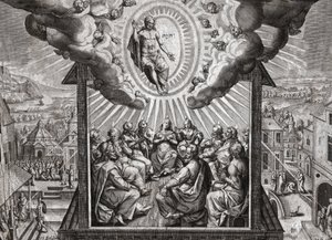 Jesus Kristus og apostlene. (gravering av German School