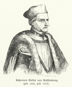 Johann Geiler von Kaisersberg , sveitsisk prest og teolog (gravering) av German School