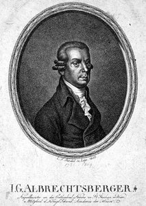 Johann Georg Albrechtsberger (1736-1809) gravert av C.F. Riedel av German School