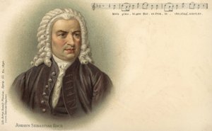 Johann Sebastian Bach (farge litho) av German School