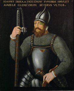 Johann Ziska von Trocnov, leder for de bøhmiske husittene og taborittene som vant to slag mot keiserlige hærer i 1420 og 1422 … av German School