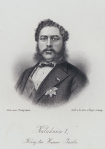 Kalakaua I, kongen av Hawaii-øyene (gravering) av German School