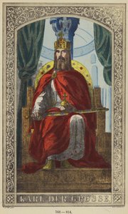 Karl Der Grosse, 768-814 (farget gravering) av German School