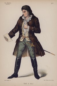 Karl, fra Die Rauber (Røverne) av Friedrich Schiller (farge litho) av German School