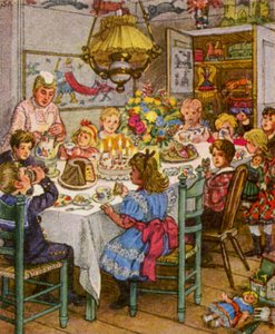 Barnebursdag (fargelitografi) av German School