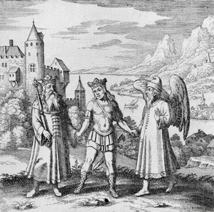 King and healthy spirit guide the prince from Musaeum Hermeticum av German School
