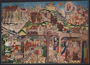 Lasarus-teppe, Basel, ca. 1500 (fargelitografi) av German School