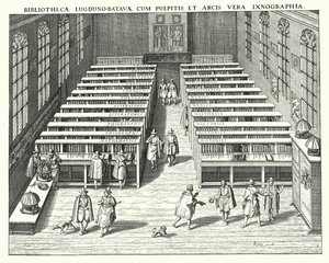 Bibliotek ved Universitetet i Leiden (gravering) av German School