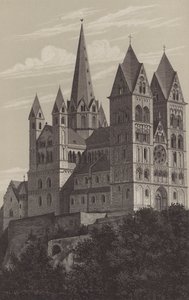 Limburg katedral, Hessen, Tyskland (litho) av German School