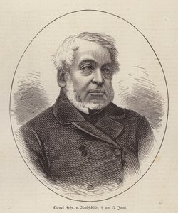 Lionel de Rothschild , britisk bankmann, politiker og filantrop (gravering) av German School