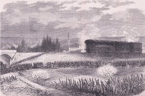 Lokomotivbatterier i aksjon, Cassells History of the War between France and Germany utgitt av Cassell and Company Limited, ca. 1890 (litho) av German School