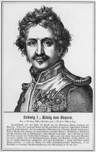 Ludwig I, konge av Bayern (gravering) av German School