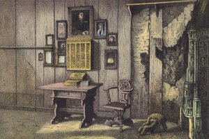 Luthers rom på Wartburg (chromolitho) av German School