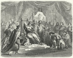 Malcolm IV av Skottland hyller Henry II av England ved Chester av German School