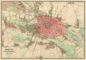 Kart over Berlin, trykt av Koenigl. Lithogr. Institutt, Berlin, 1857