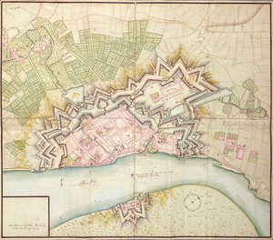 Kart over Düsseldorf, 1736 av German School