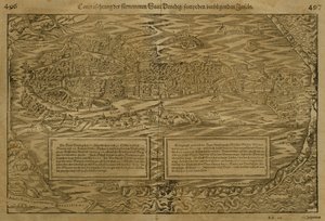 Kart over Venezia, av Sebastian Munster (1488-1552) publisert i Basel, ca. 1560
