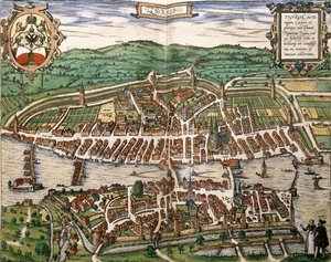 Kart over Zürich, 1575 av German School
