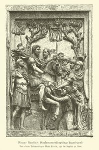 Marcus Aurelius benåder Marcomannic-høvdinger (gravering) av German School