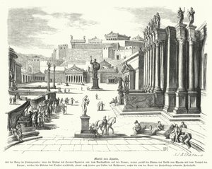 Market of Sparta, antikkens Hellas (gravering) av German School