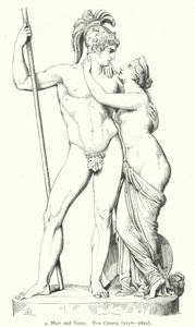 Mars og Venus , marmorskulptur av den italienske nyklassisistiske billedhuggeren Antonio Canova (gravering) av German School
