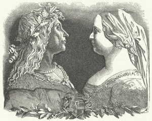Matthias Corvinus, konge av Ungarn, og hans dronning, Beatrice av Napoli (gravering) av German School