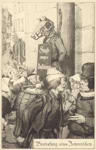 Middelalderstraff for uanstendighet (litho) av German School