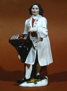 Meissen-statuett av en brilleselger (porselen) av German School