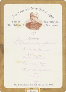 Meny ved Prince von Bismarcks 79-årsfeiring 1. april 1894 av German School