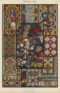 Middelalder, Farget glass (farge litho) av German School