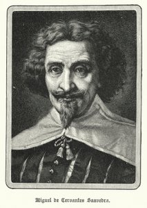 Miguel de Cervantes Saavedra , spansk romanforfatter (litho) av German School