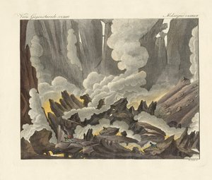 Etna på Sicilia (farget gravering) av German School